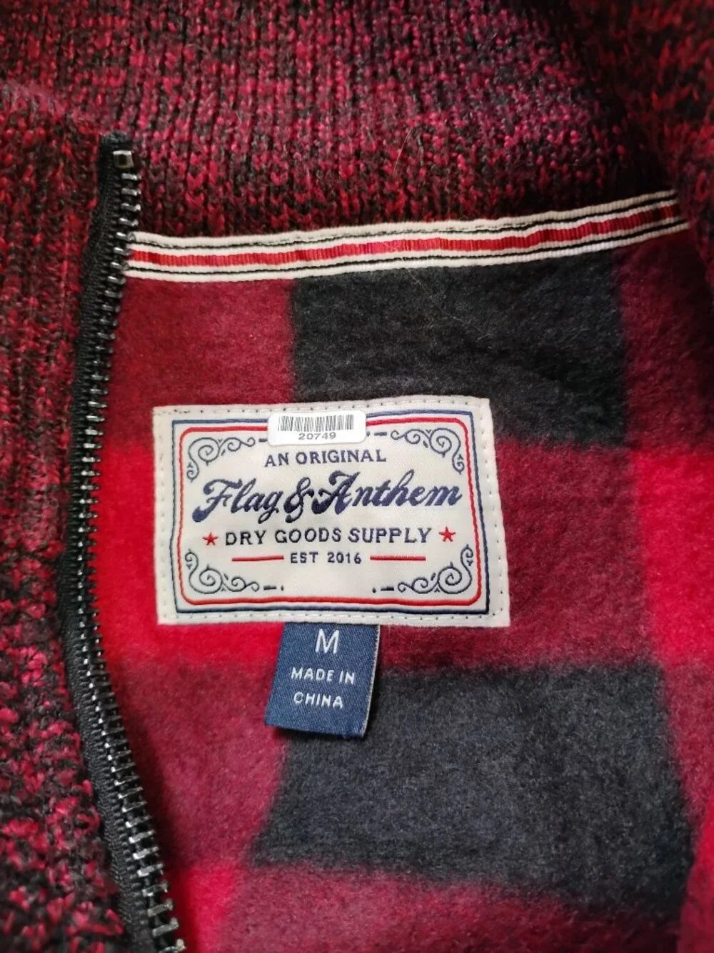 Flag and Anthem Marled Red/Black Full-Zip Fleece Lined Rhineland Sweater